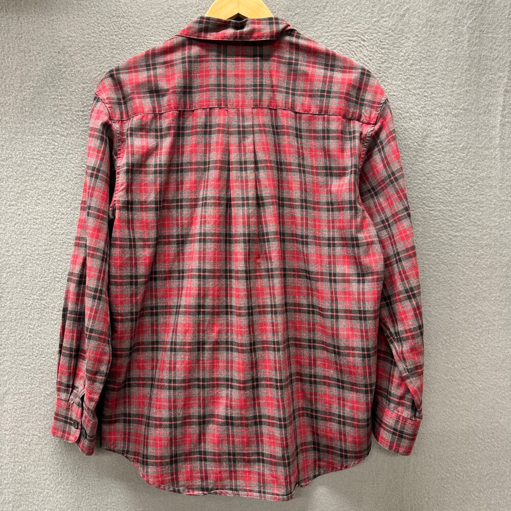 Talbots Shirt Womens Medium Red Black Plaid Cotton Button Up Flannel Vintage - Picture 3 of 8